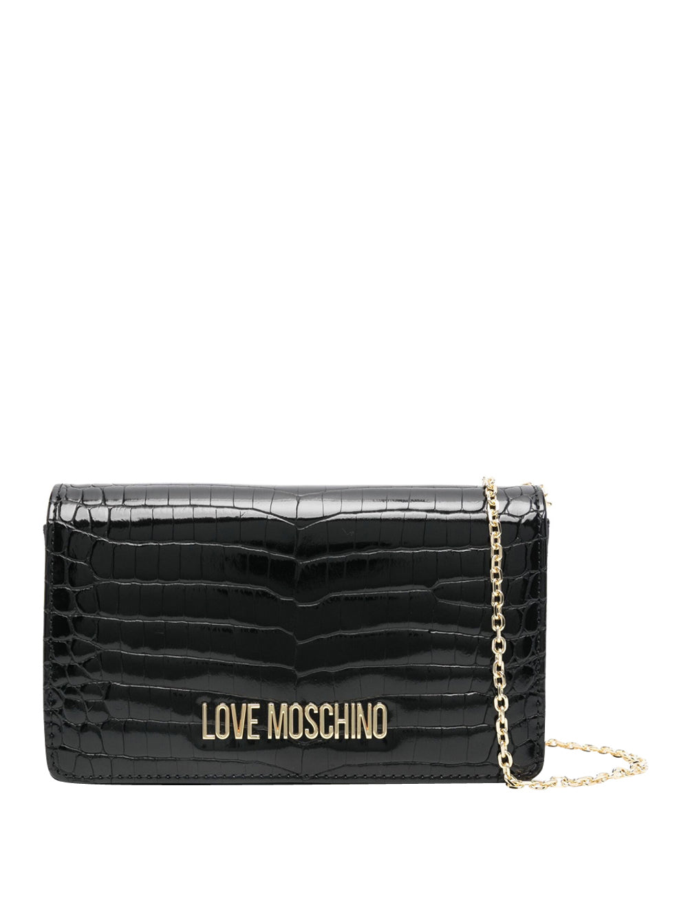 Borsa a Tracolla Love Moschino Shiny Croco da Donna - Nero