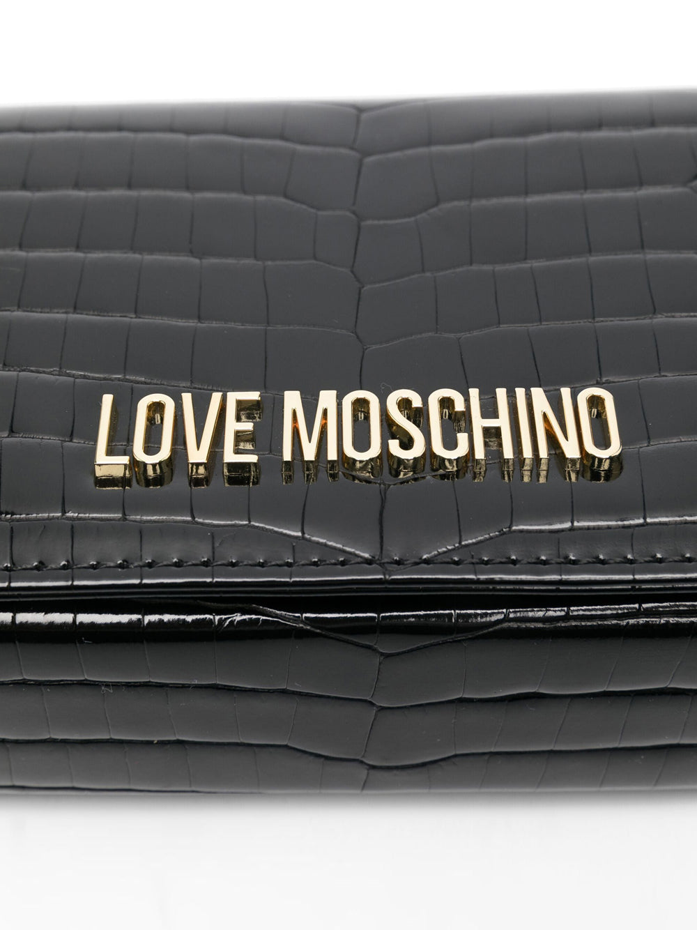 Borsa a Tracolla Love Moschino Shiny Croco da Donna - Nero