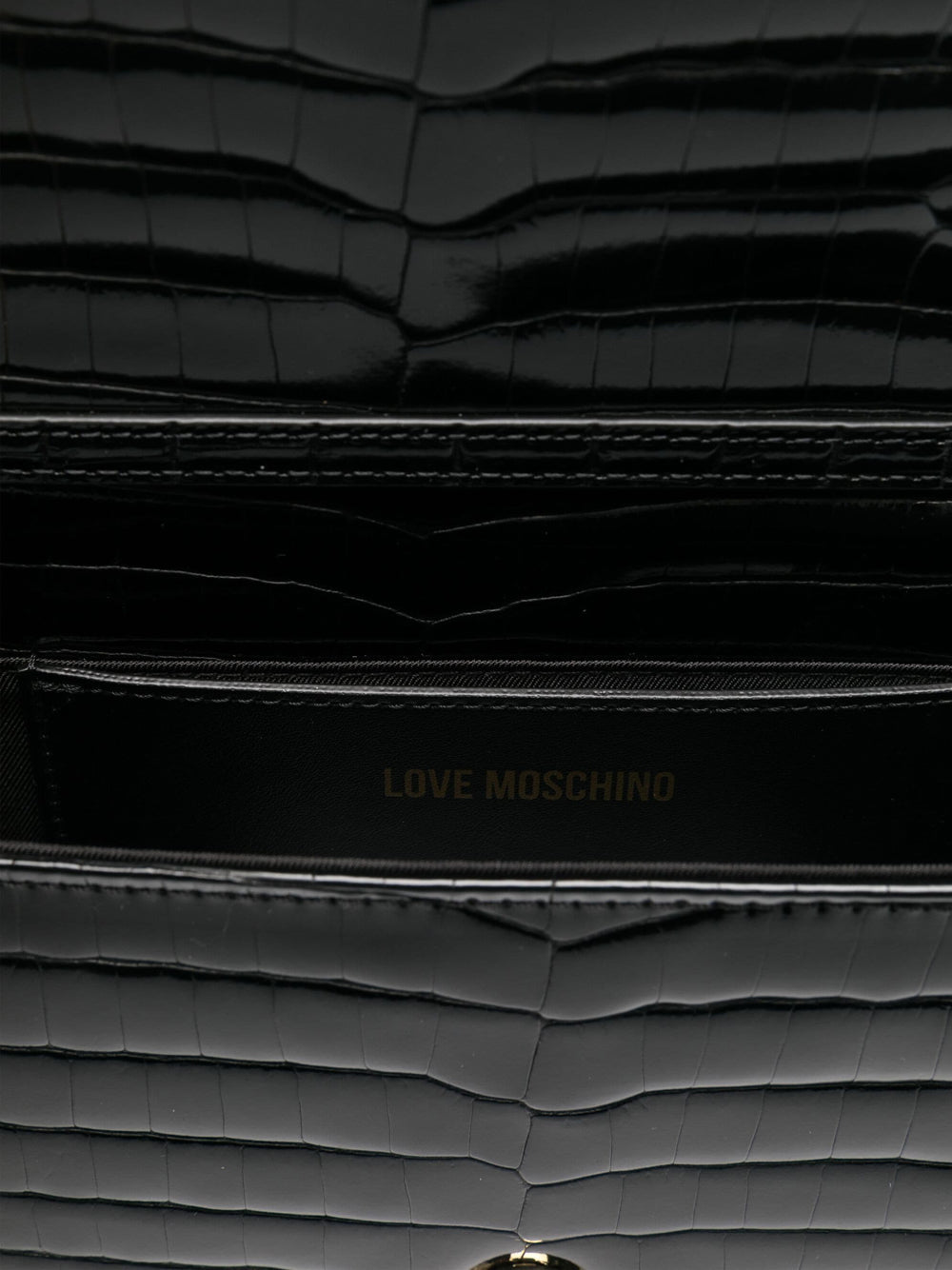 Borsa a Tracolla Love Moschino Shiny Croco da Donna - Nero