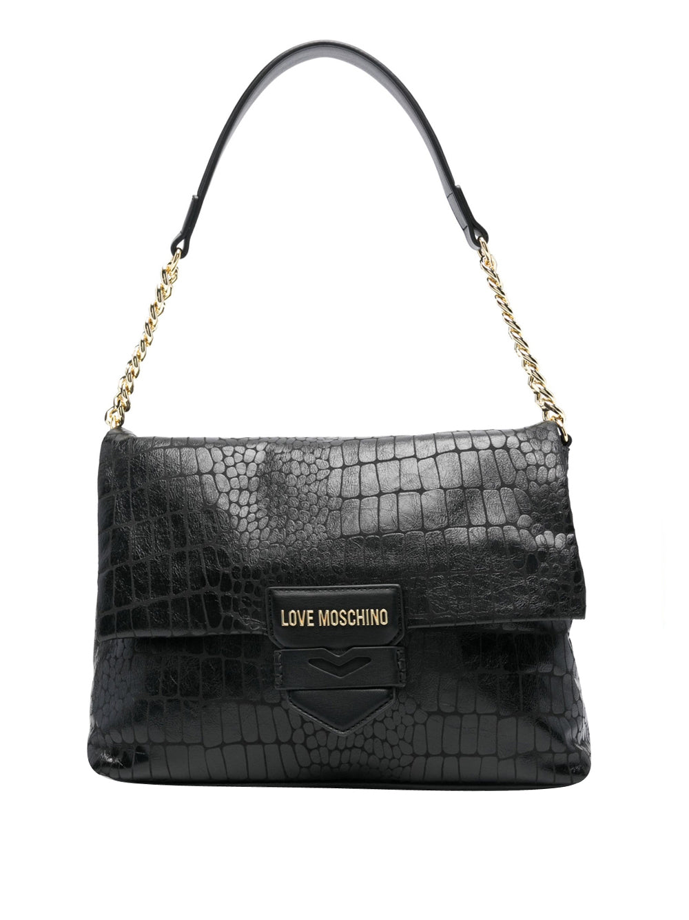 Borsa a Tracolla Love Moschino Soft Croco da Donna - Nero