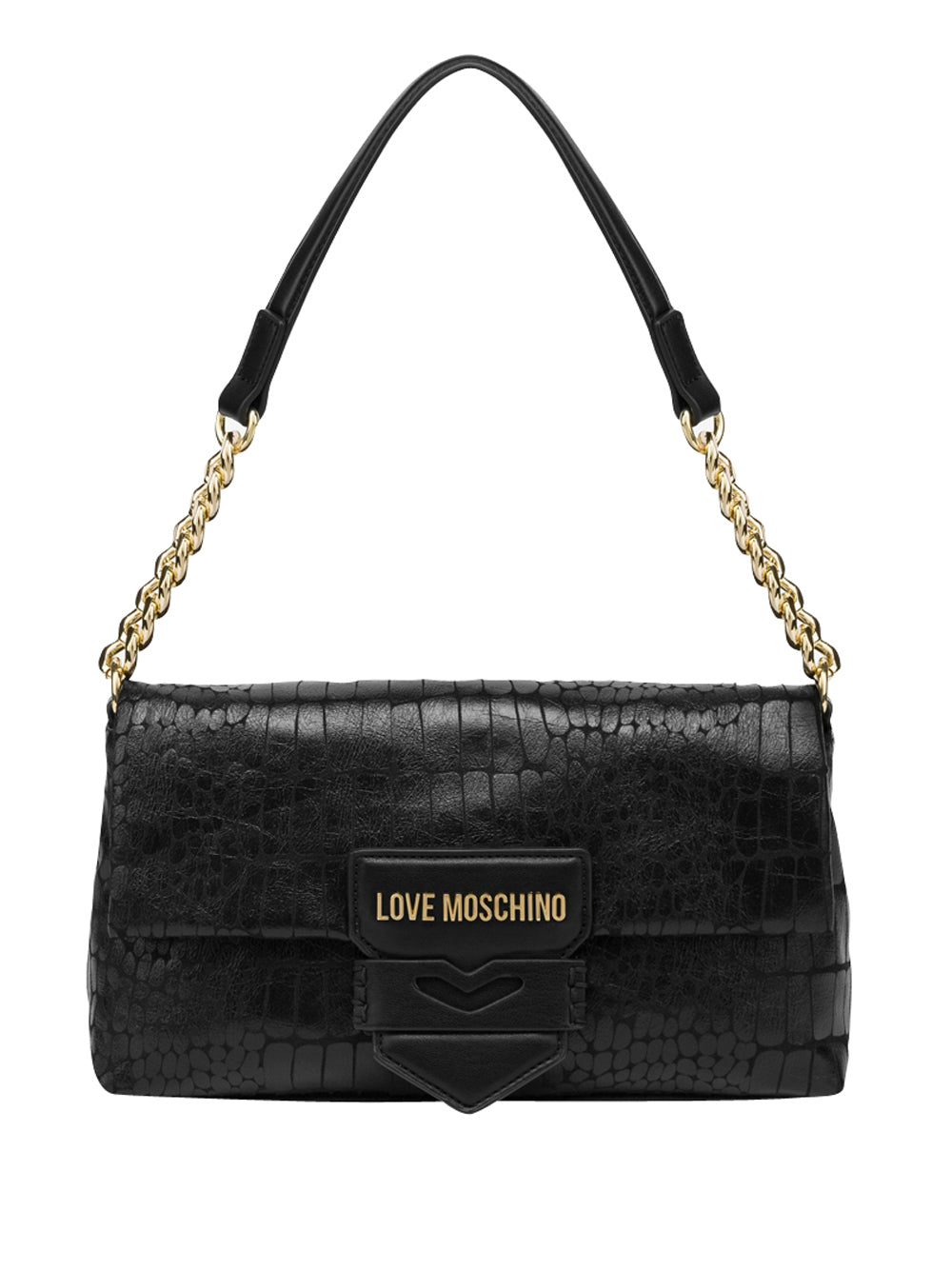 Borsa a Tracolla Love Moschino Soft Croco da Donna - Nero