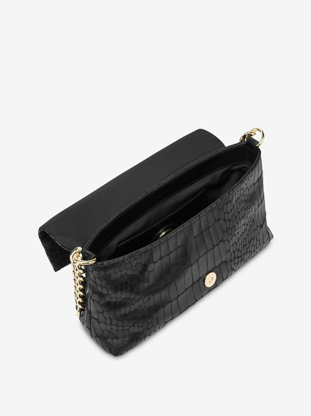 Borsa a Tracolla Love Moschino Soft Croco da Donna - Nero