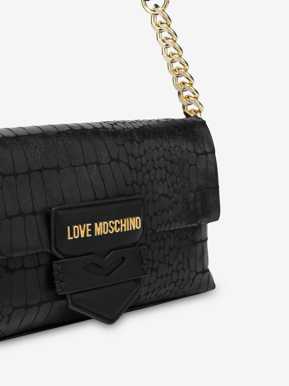 Borsa a Tracolla Love Moschino Soft Croco da Donna - Nero