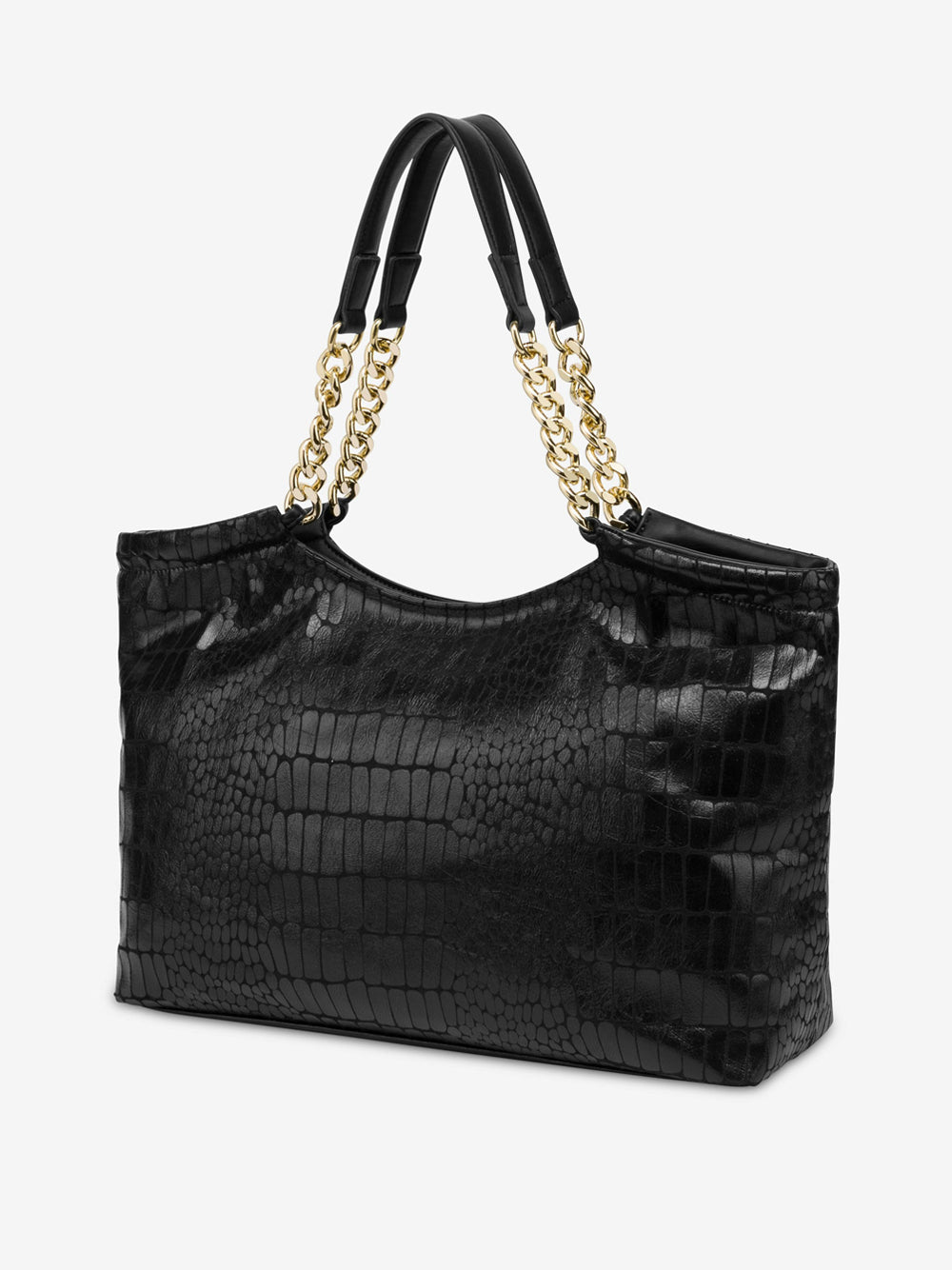 Borsa Shopper Love Moschino Soft Croco da Donna - Nero