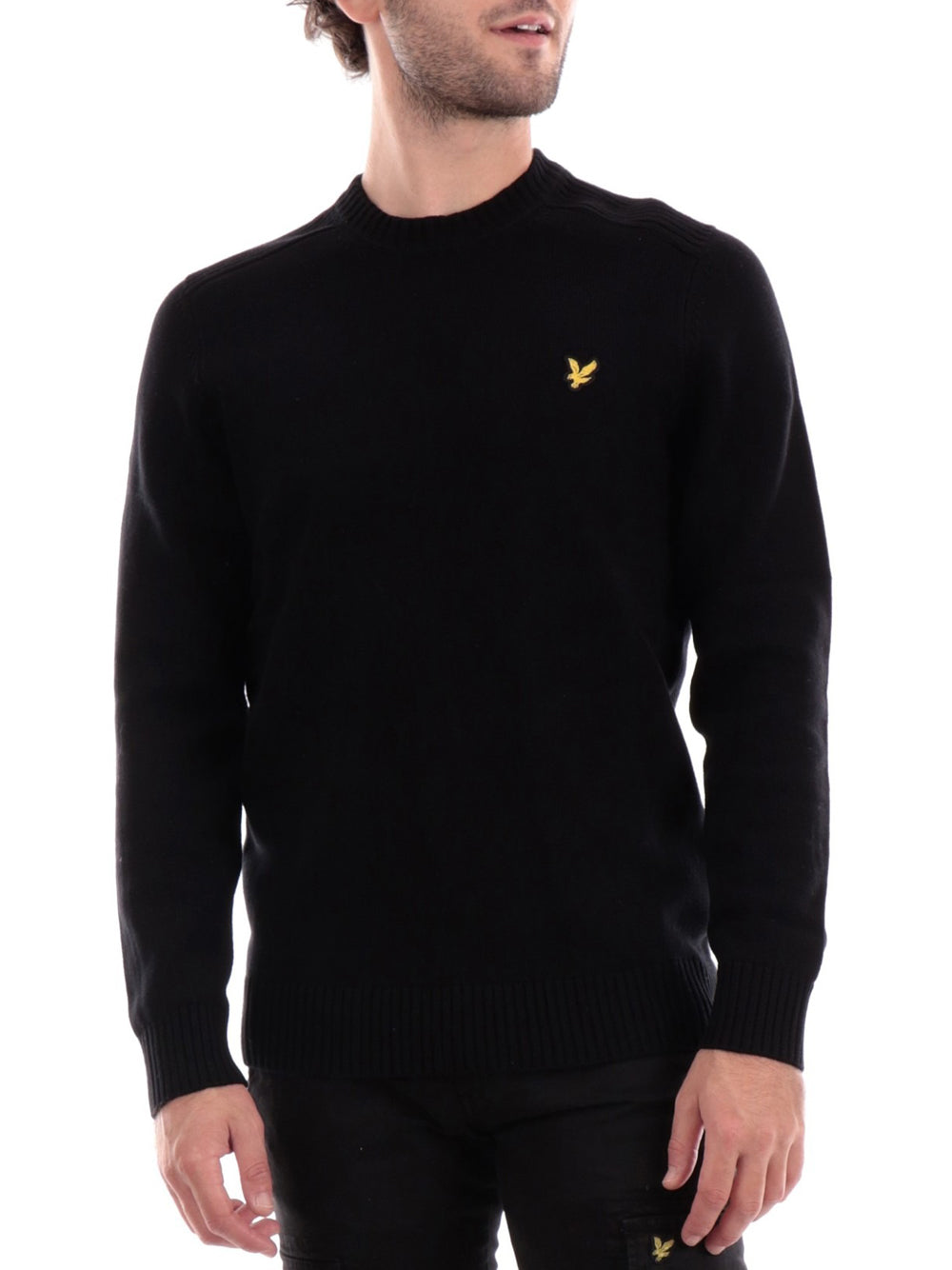 Lyle & Scott Maglione Lyle &amp; Scott Shoulder Detail Crew da Uomo - Nero