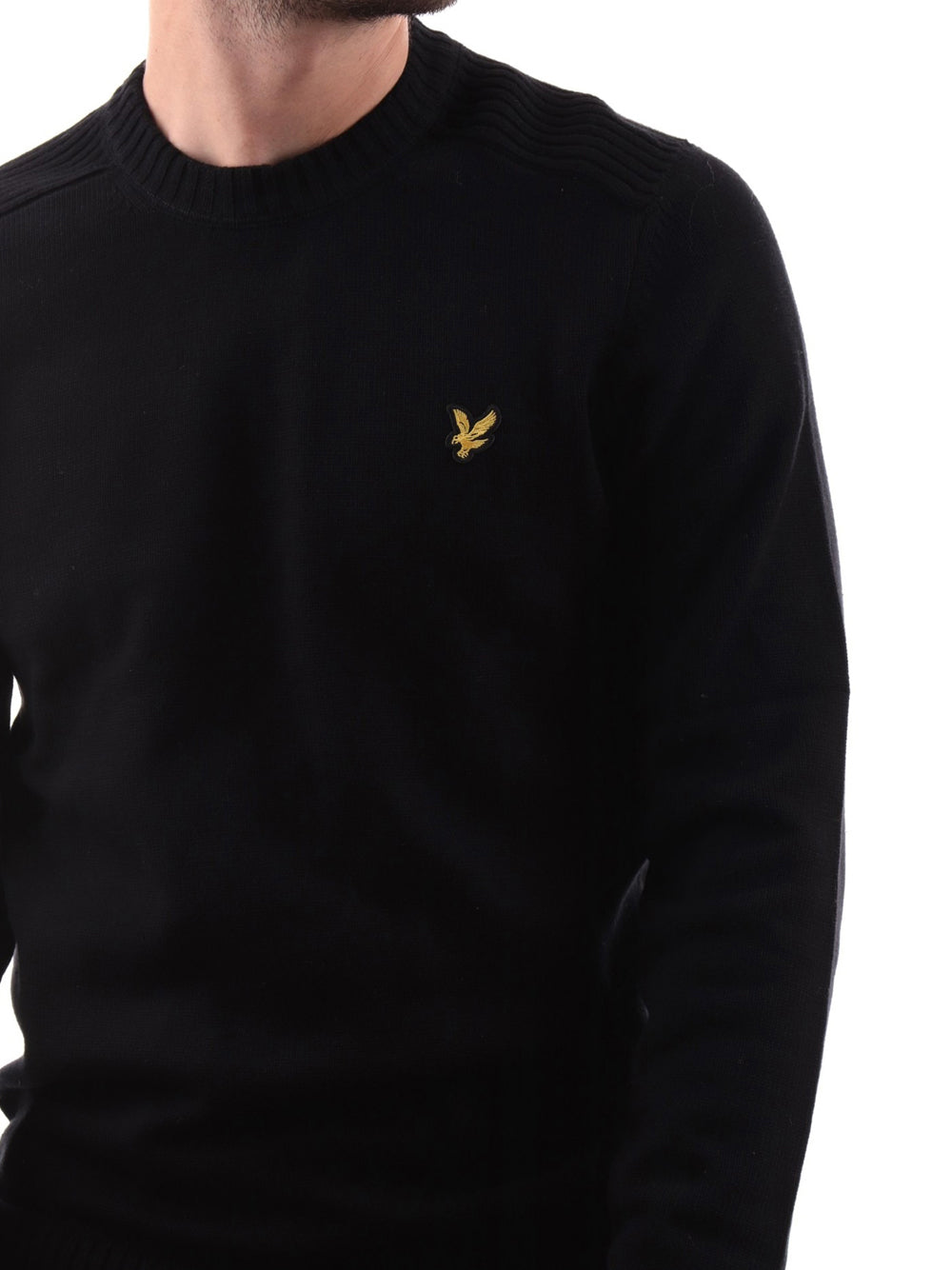 Lyle & Scott Maglione Lyle &amp; Scott Shoulder Detail Crew da Uomo - Nero