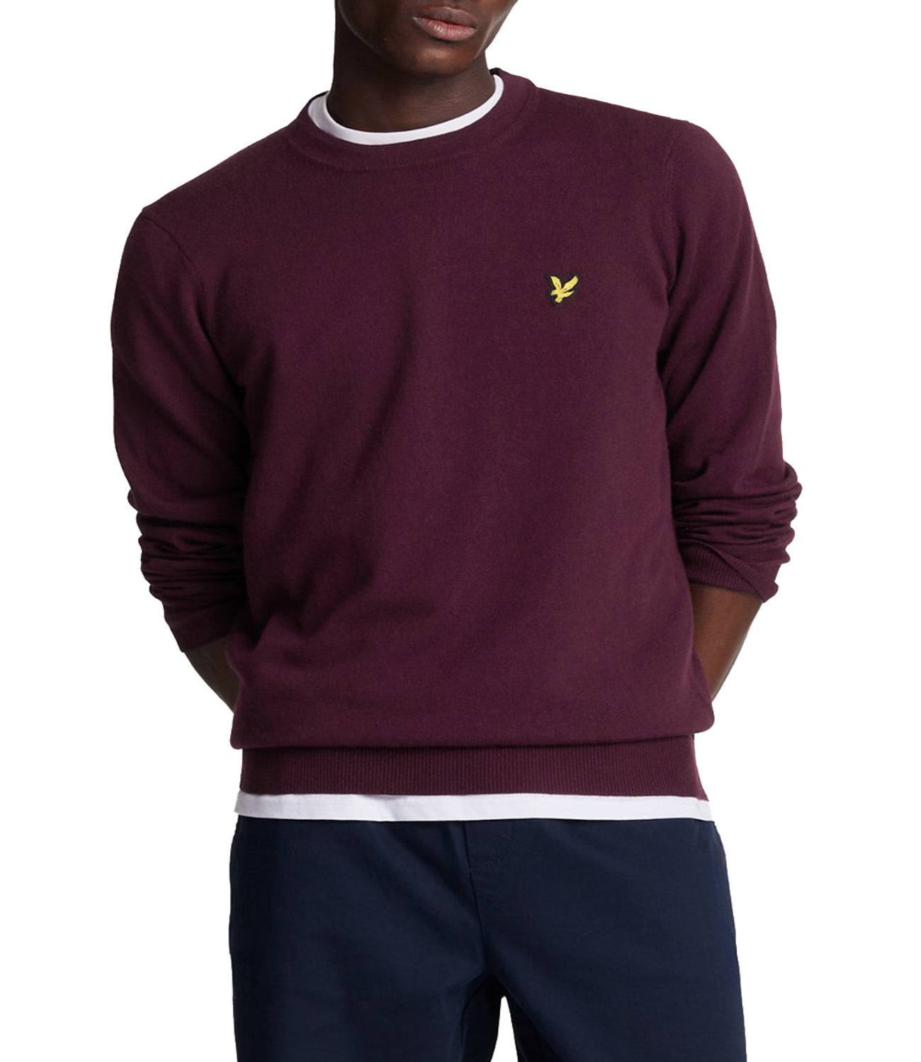 Lyle & Scott Lyle &amp; Scott Maglione Cotton Merino Crew Neck Jumper Uomo Mod. KN2110V Z562 Burgundy Marrone