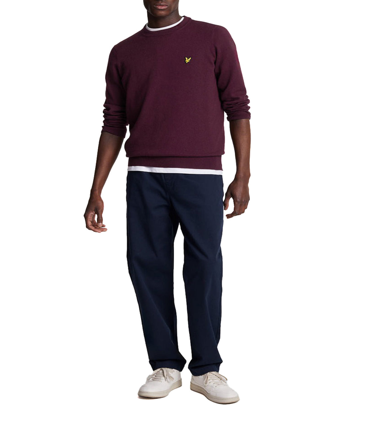 Lyle & Scott Lyle &amp; Scott Maglione Cotton Merino Crew Neck Jumper Uomo Mod. KN2110V Z562 Burgundy Marrone