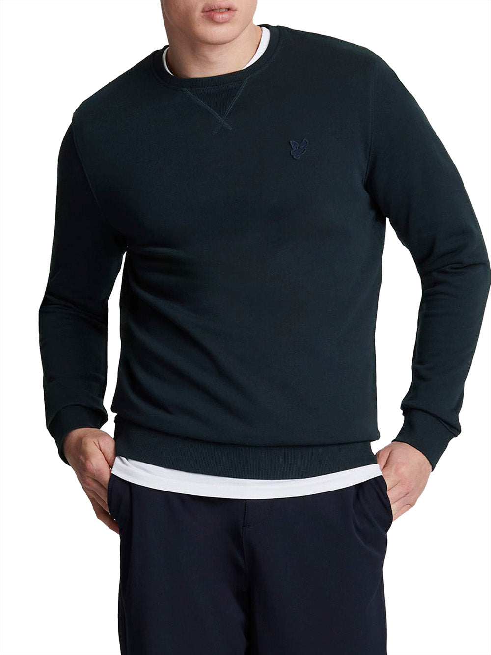 Lyle & Scott Felpa Lyle &amp; Scott Tonal Eagle Crew Neck da Uomo - Blu