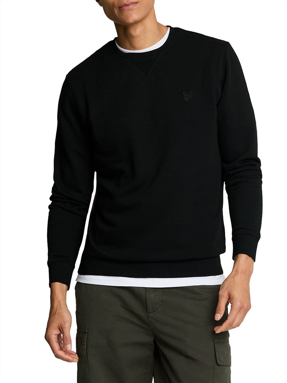 Lyle & Scott Felpa Lyle &amp; Scott Tonal Eagle Crew Neck da Uomo - Nero