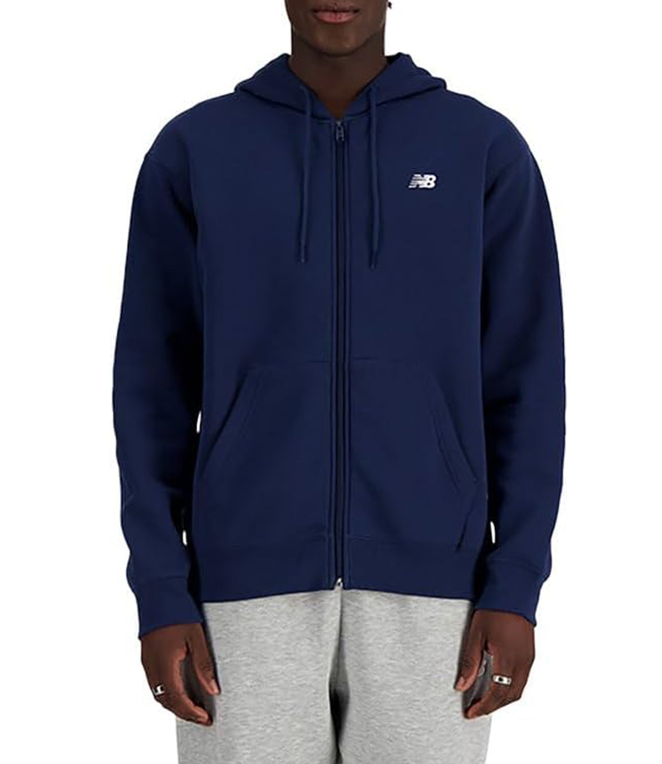 New Balance Felpa Zip Sport Essentials Logo Fleece Full Zip - Nb Navy Uomo Mod. MJ41502 NNY Nb Navy