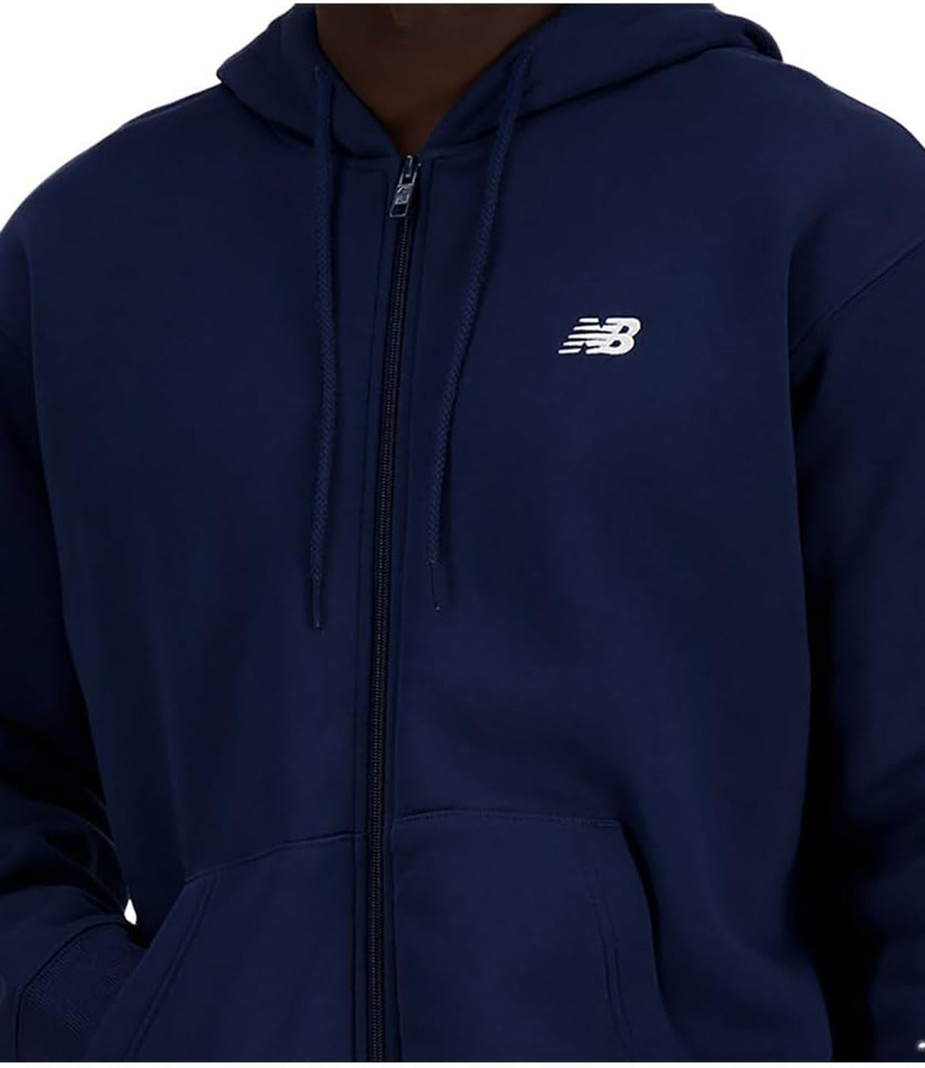 New Balance Felpa Zip Sport Essentials Logo Fleece Full Zip - Nb Navy Uomo Mod. MJ41502 NNY Nb Navy