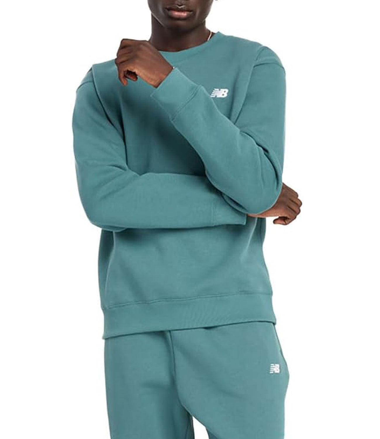 New Balance Felpa G Sport Essentials Fleece Crew - New Spruce Uomo Mod. MT41510 NUS New Spruce