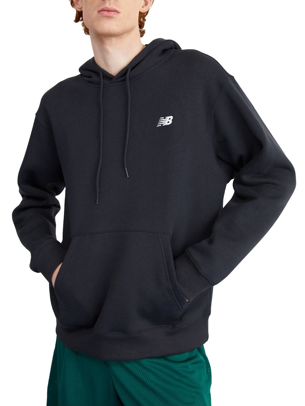 Felpa Cappuccio New Balance Essentials Fleece da Uomo - Nero