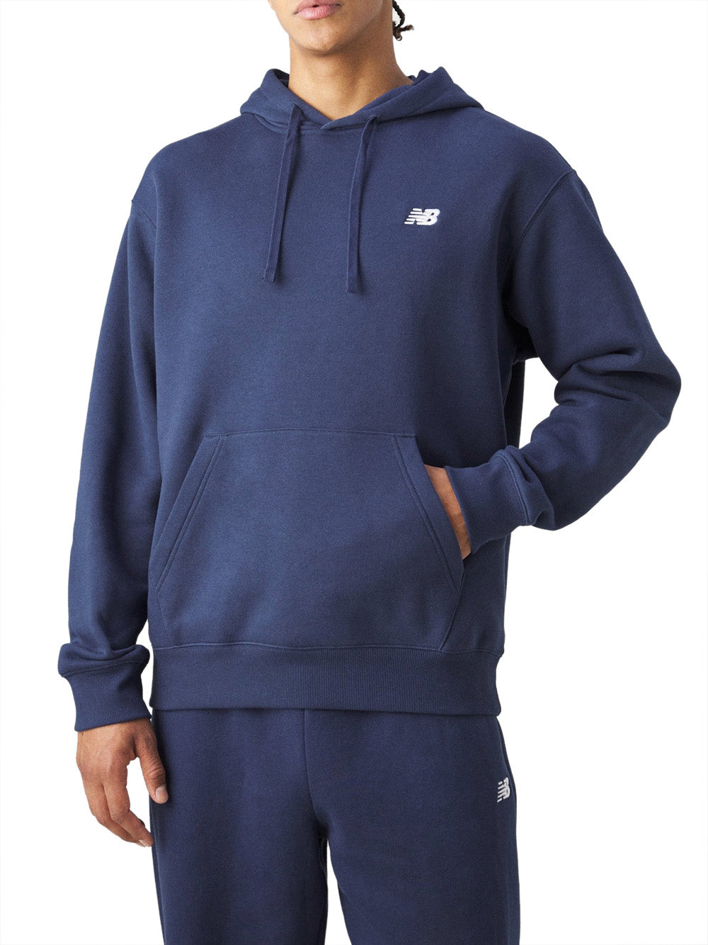 Felpa Cappuccio New Balance Essentials Fleece da Uomo - Blu