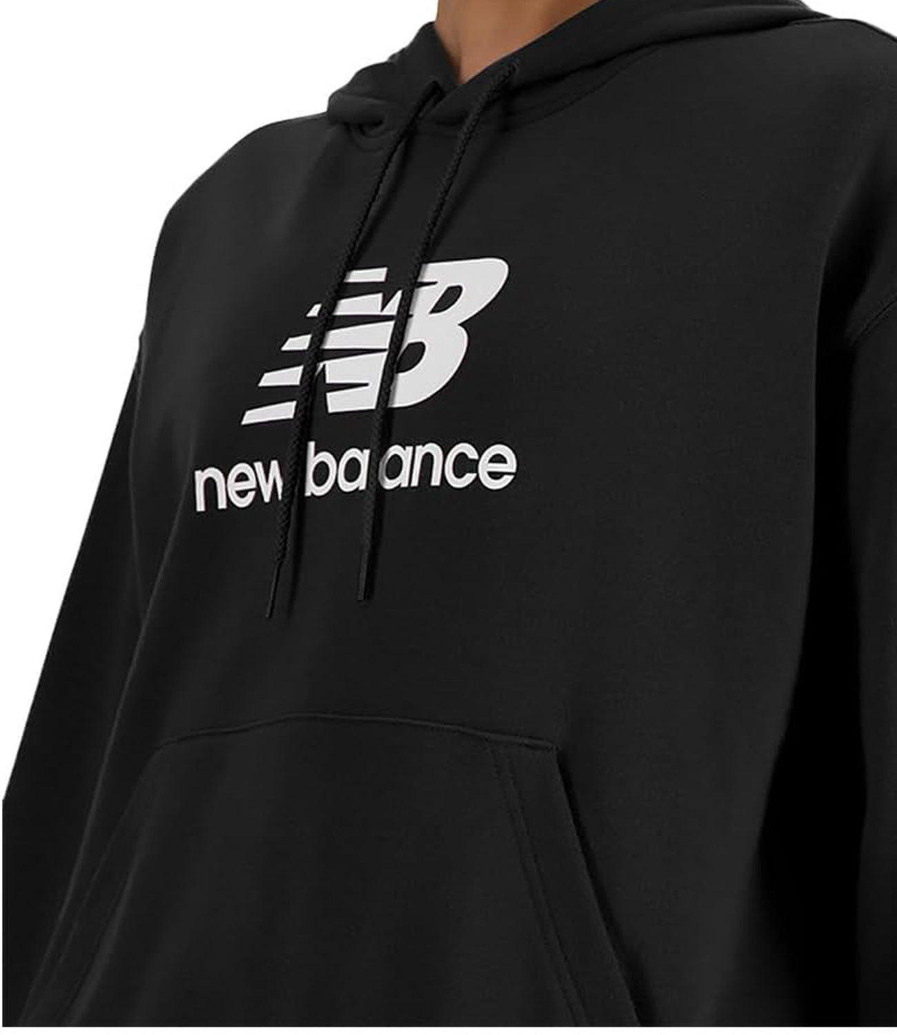 New Balance Felpa cappuccio Sport Essentials Fleece Logo Hoodie - Black Donna Mod. WT4150 6BK BLACK Nero