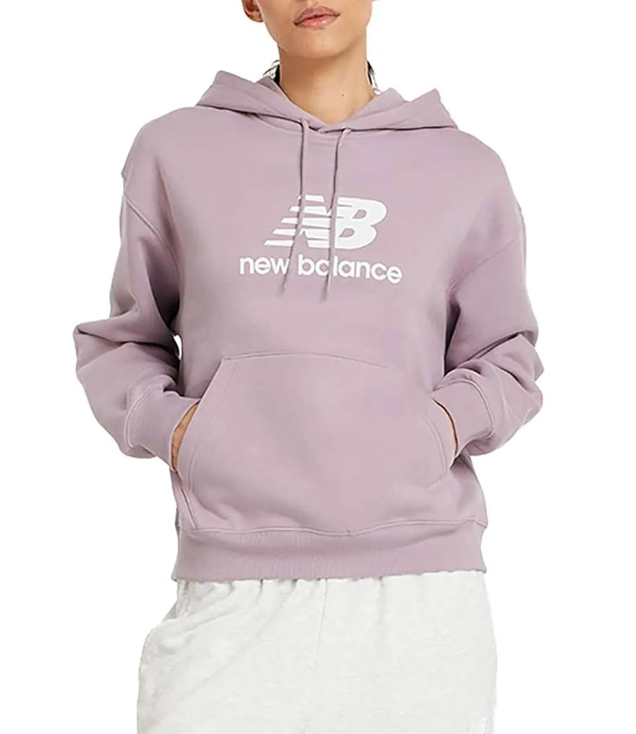 New Balance Felpa cappuccio Sport Essentials Fleece Logo Hoodie - Ice Wine Donna Mod. WT41506 ICW Ice Wine