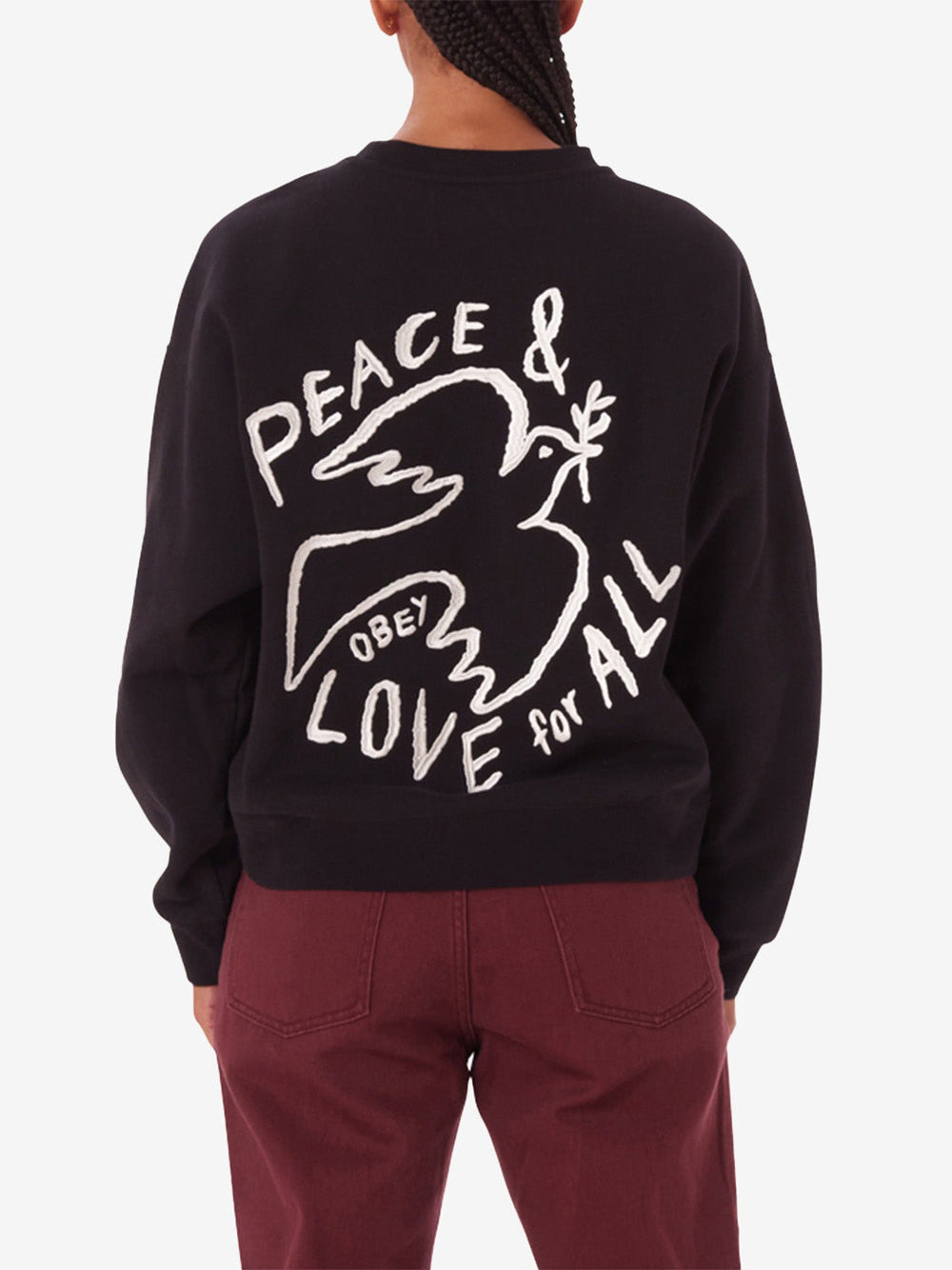 Felpa Obey Peace Dove Crew da Uomo - Nero