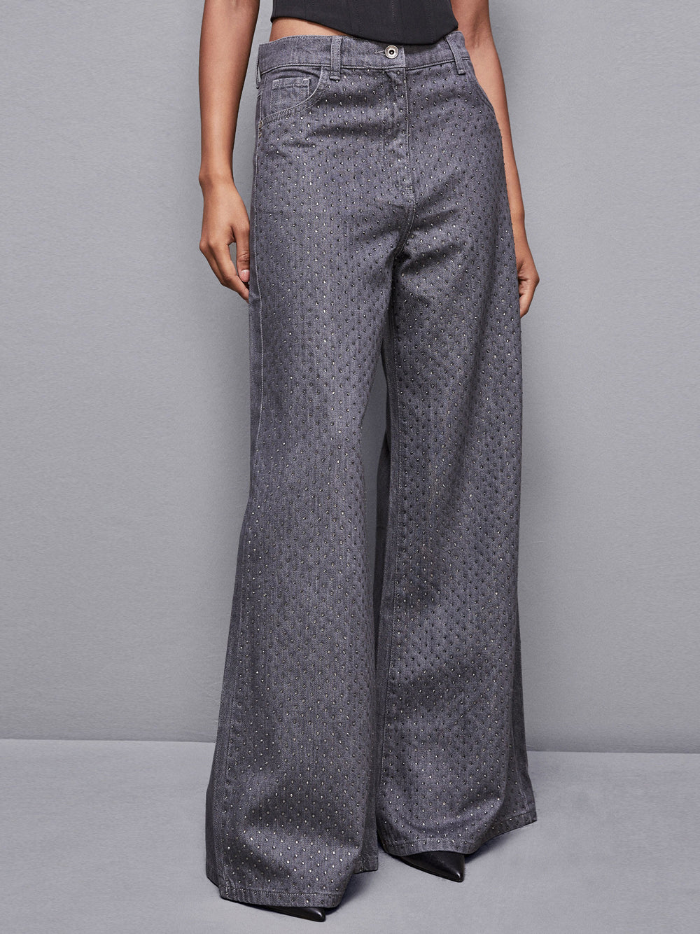 Pantalone Palazzo Patrizia Pepe Strass da Donna - Grigio