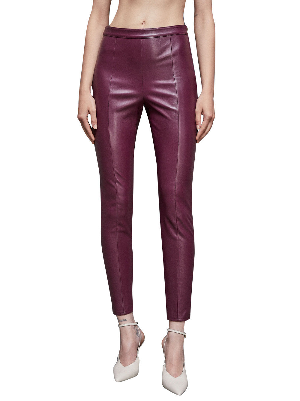 Leggings Patrizia Pepe Similpelle da Donna - Bordeaux