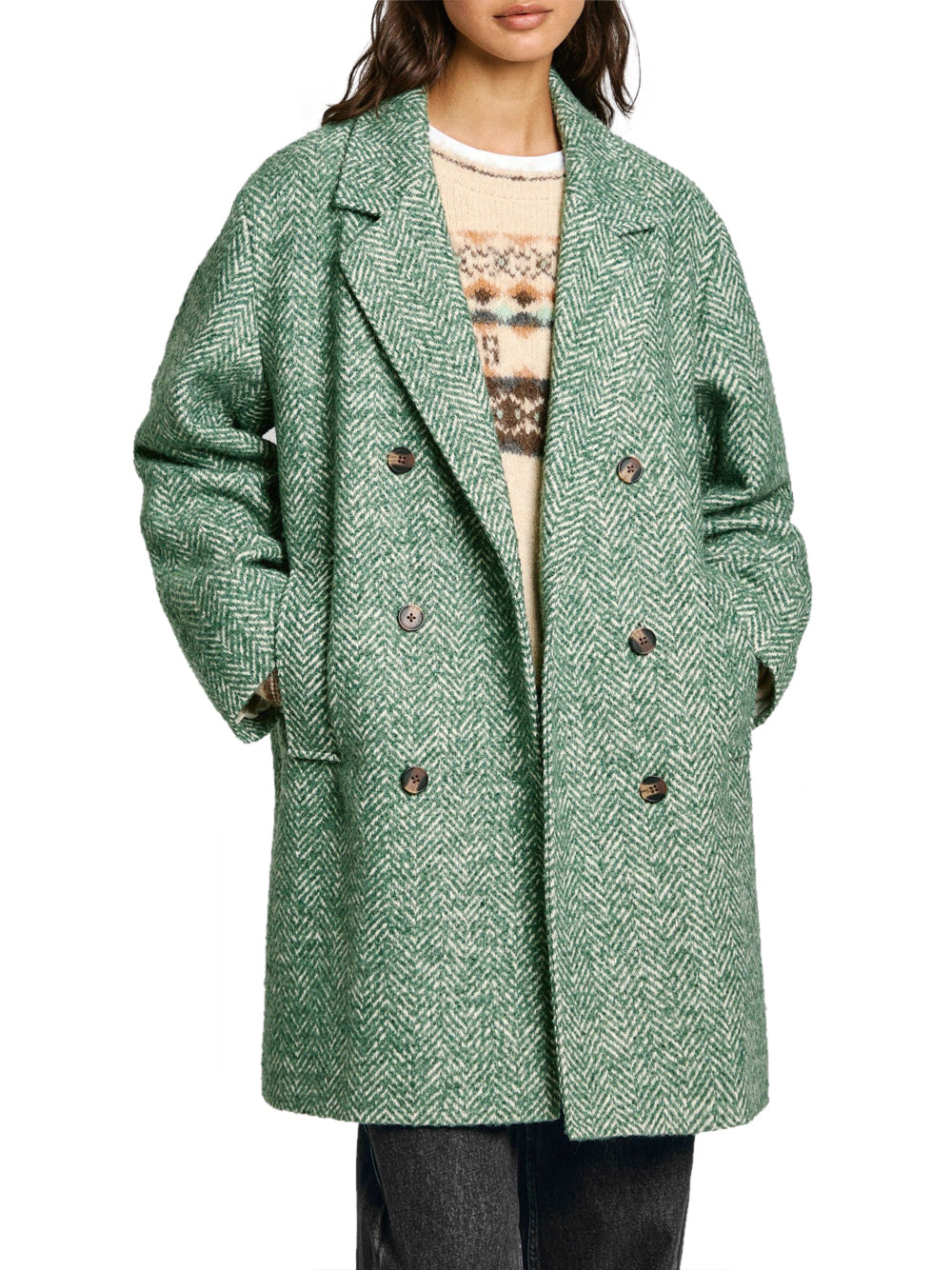 Cappotto Pepe Jeans Camille da Donna - Verde