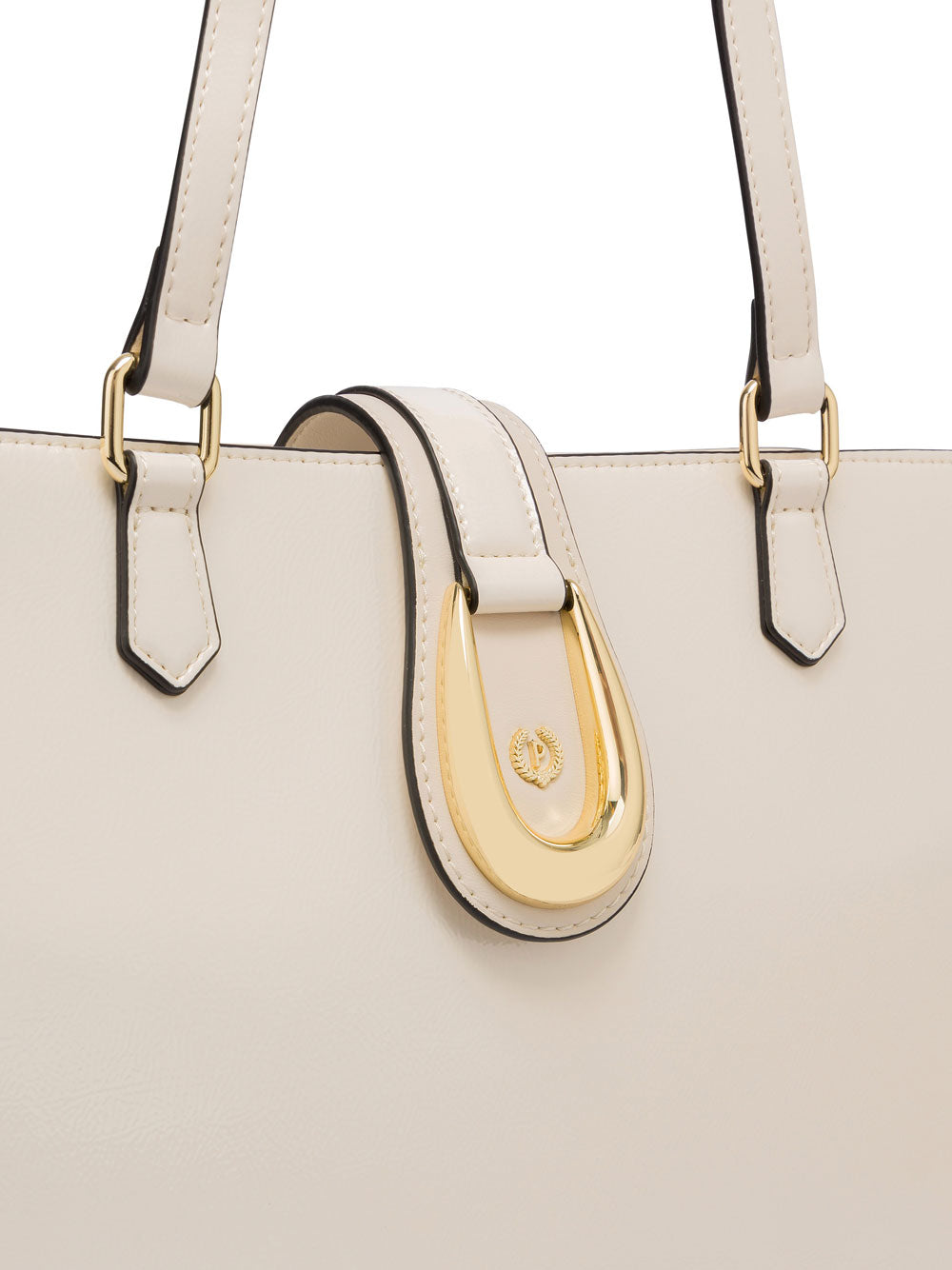 Paolo Pecora Borsa Shopper Pollini Craq Patent da Donna - Avorio