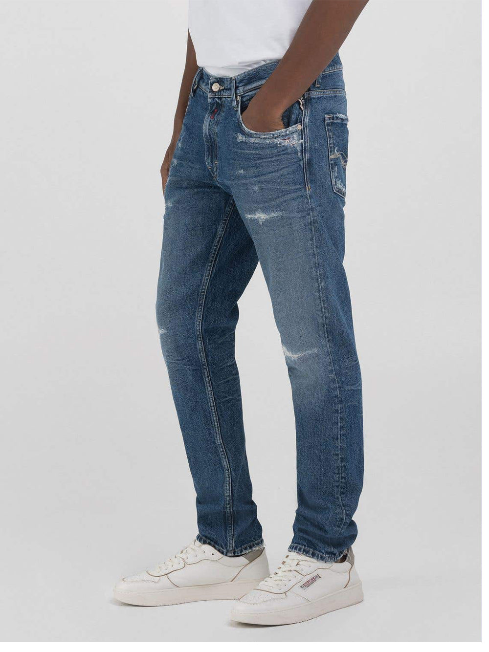 Jeans Slim Replay Mickym da Uomo - Denim