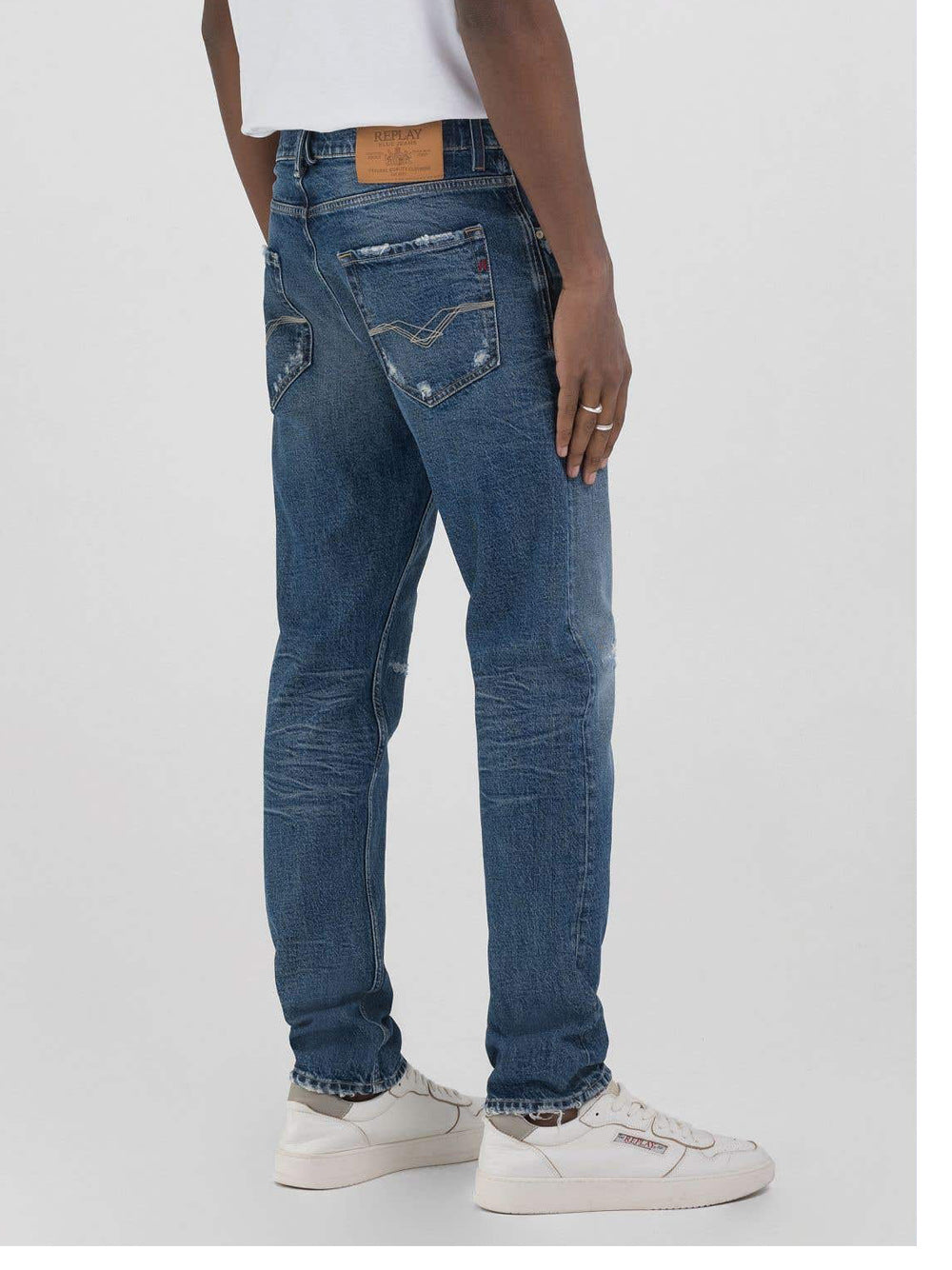 Jeans Slim Replay Mickym da Uomo - Denim