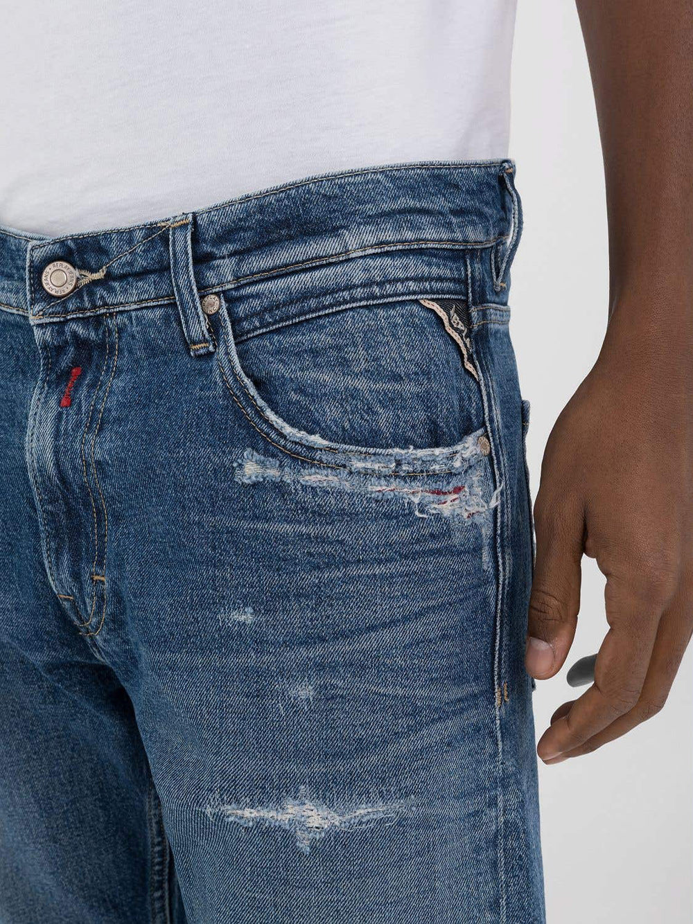 Jeans Slim Replay Mickym da Uomo - Denim