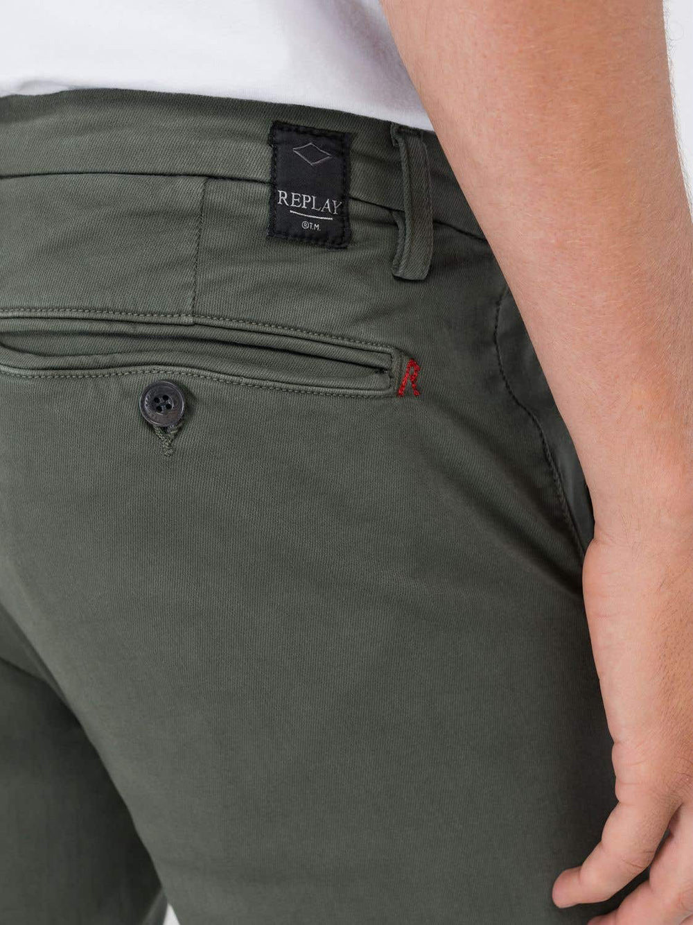 Pantalone Chino Replay Zeumar da Uomo - Verde