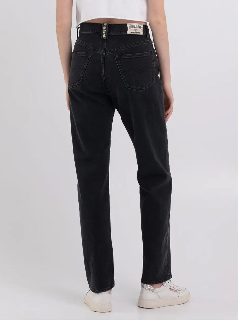 Jeans Straight Replay da Donna - Nero