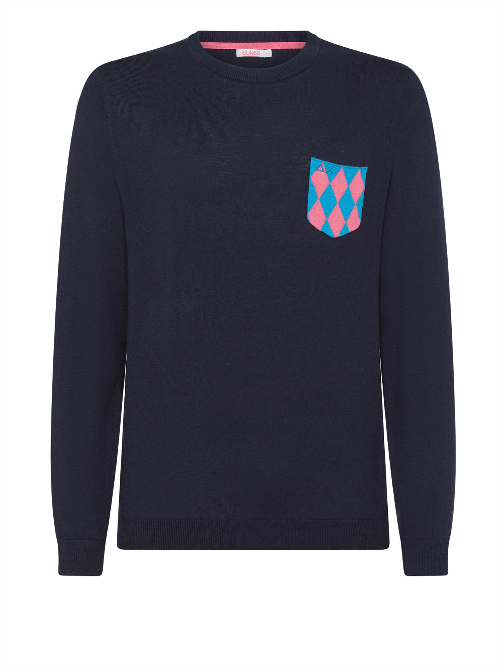 Pullover Sun68 Round Pocket Jaquard da Uomo - Blu