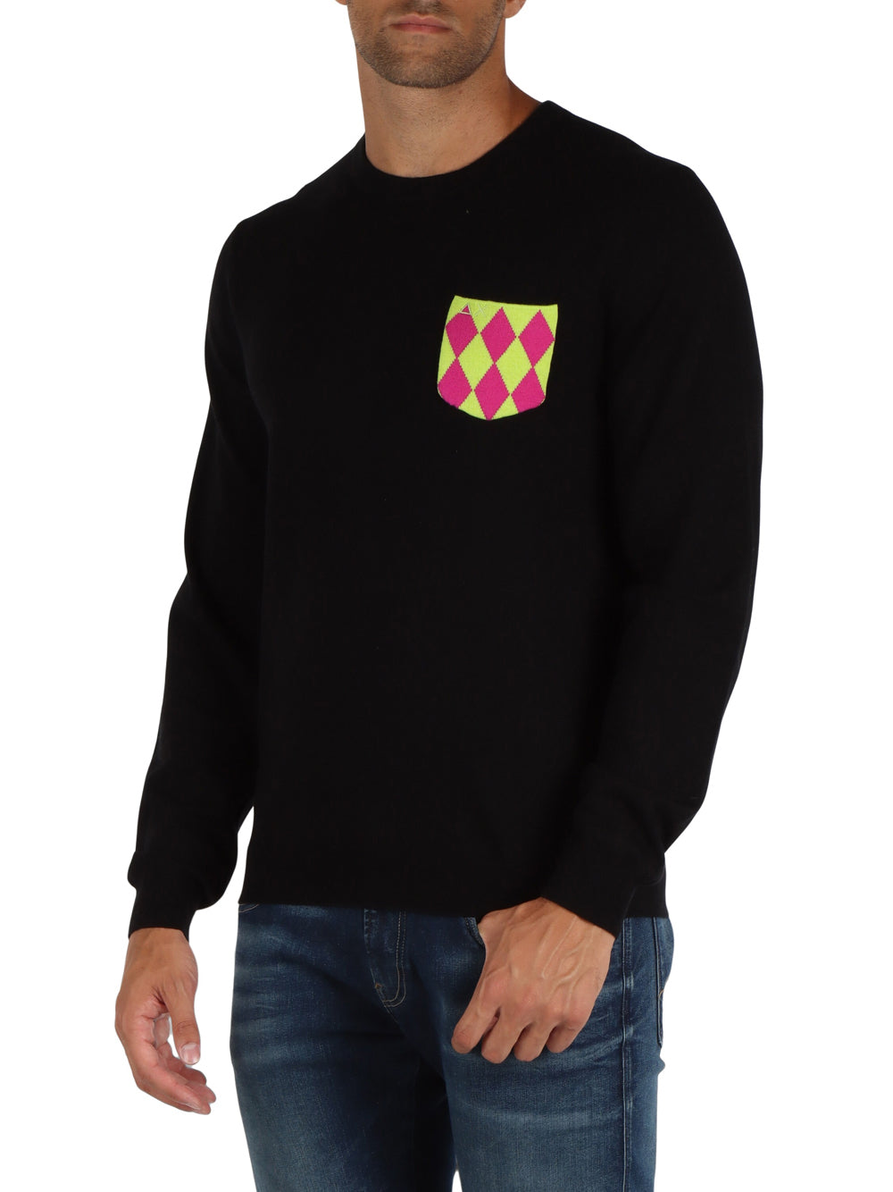 Pullover Sun68 Round Pocket Jaquard da Uomo - Nero