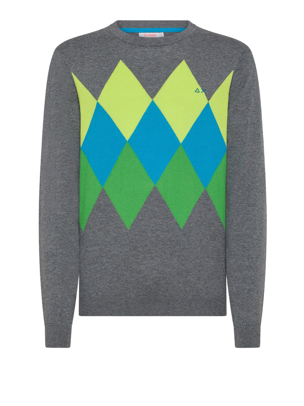 Pullover Sun68 Round Argyle da Uomo - Grigio