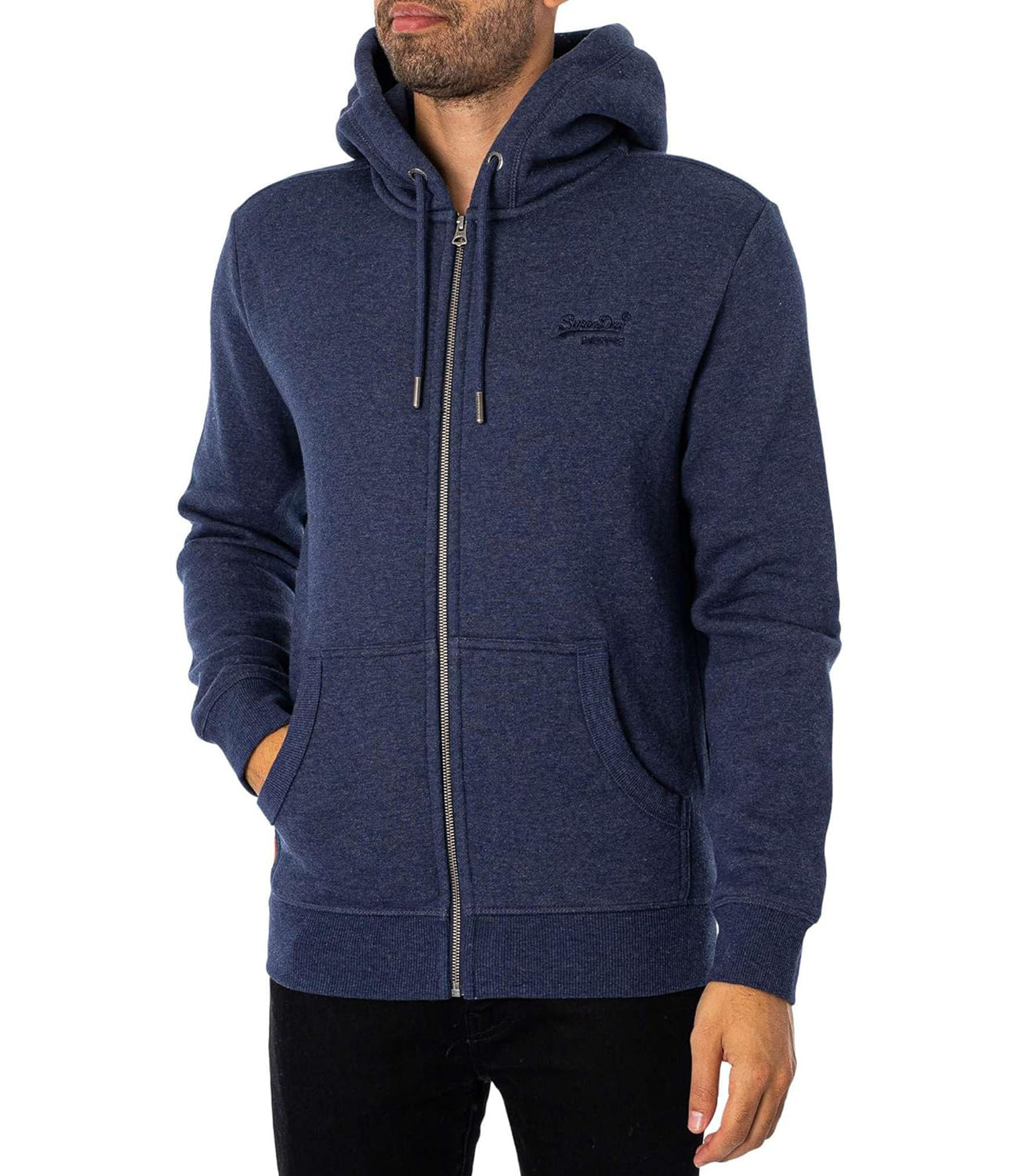 Superdry Felpa Zip Essential Logo Zip Hoodie Uomo Mod. M2013116A B9I Heritage Navy Marl