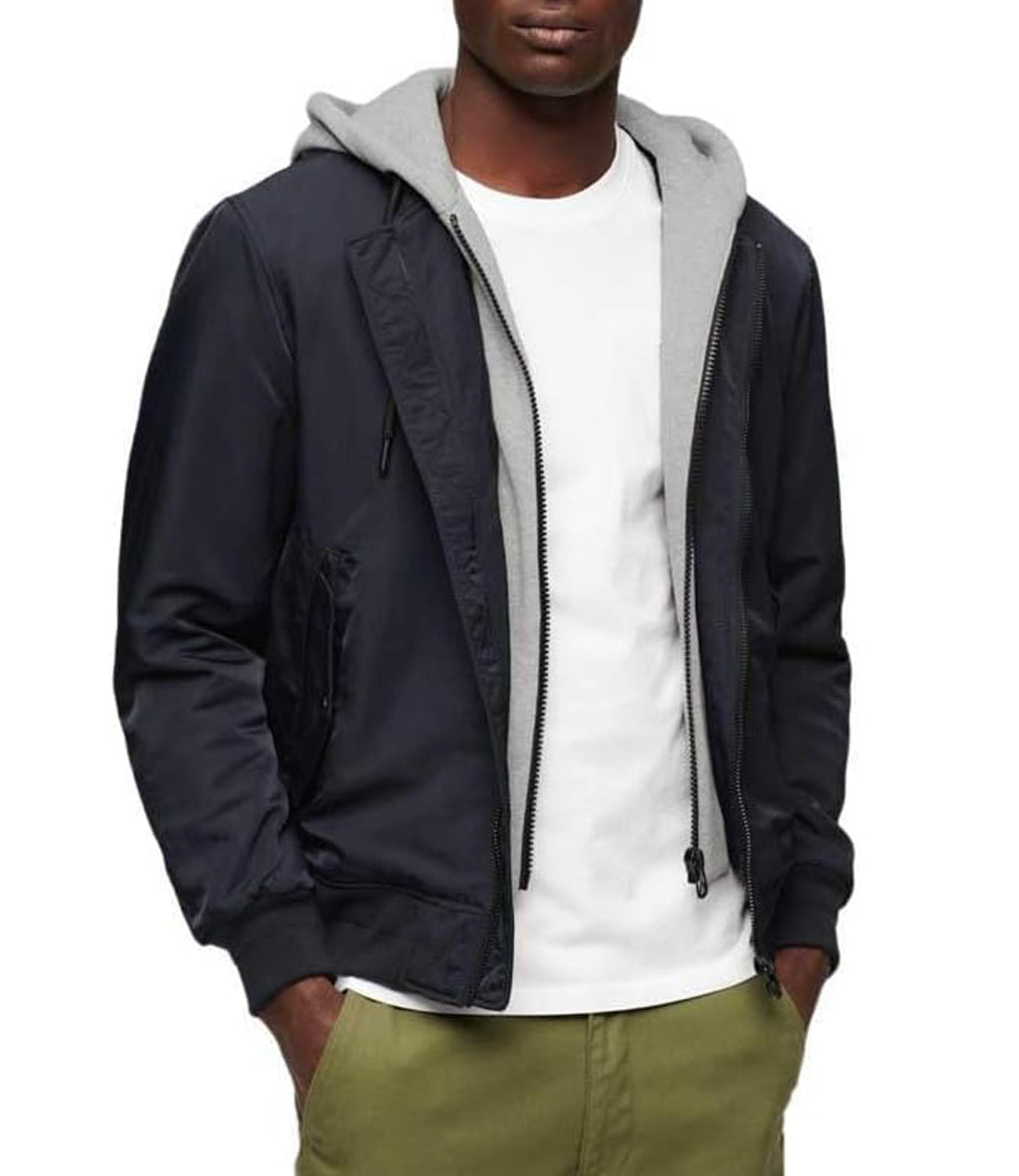 Superdry Giubbino Military Hooded Ma1 Jacket Uomo Mod. M5011722A 98T Eclipse Navy