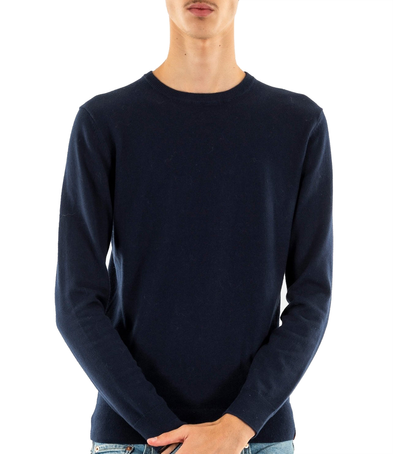 Superdry Maglione Essential Cotton/Cash Jumper Uomo Mod. M6110642A 5EJ Carbon Navy Marl