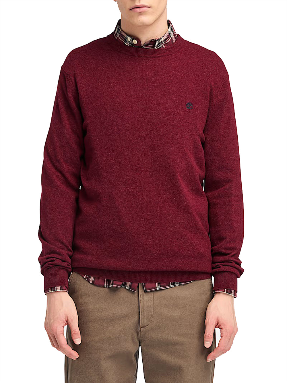 Pullover Timberland Merino Crew da Uomo - Bordeaux