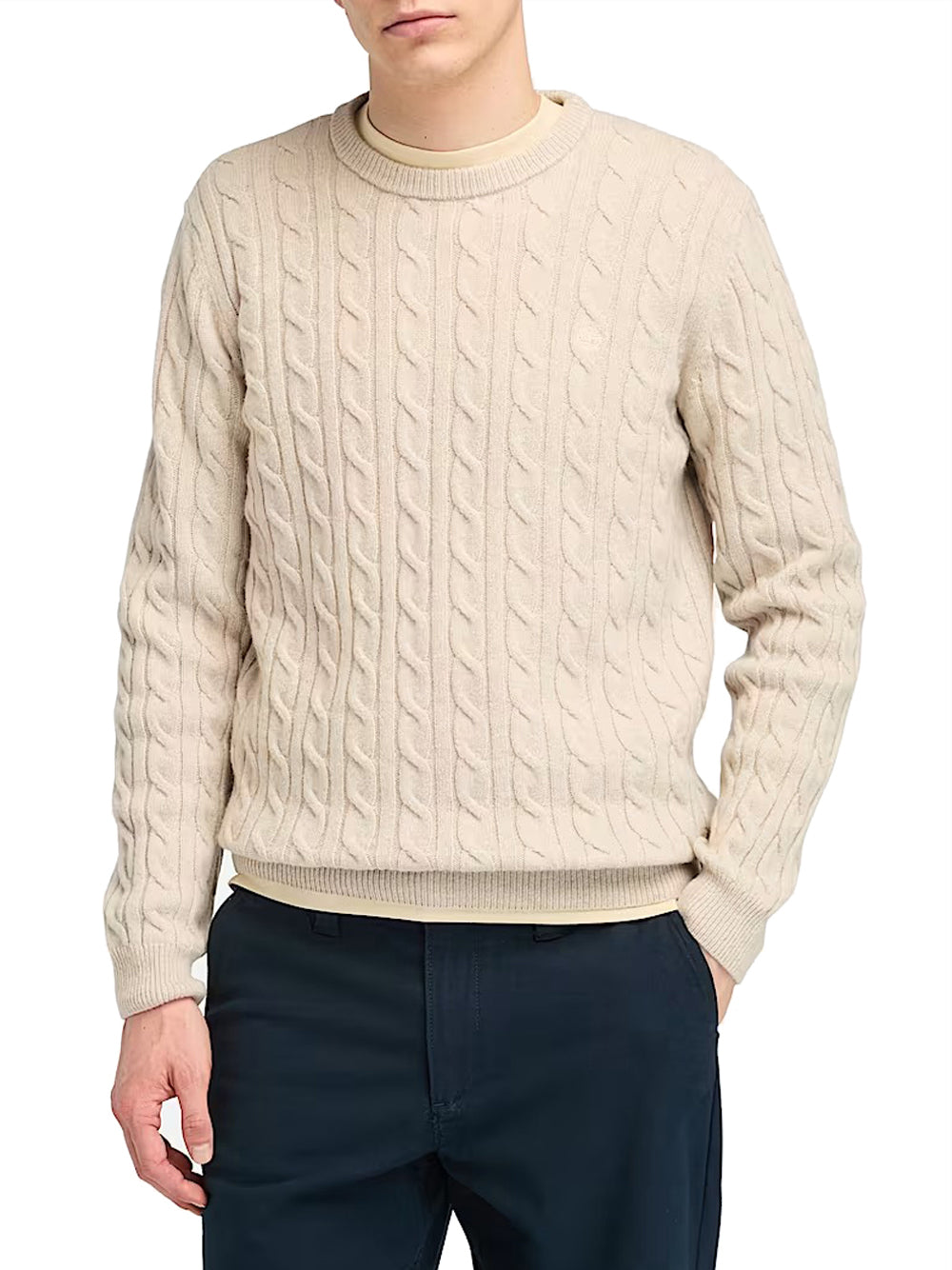 Pullover Timberland Cable Crew Neck da Uomo - Beige