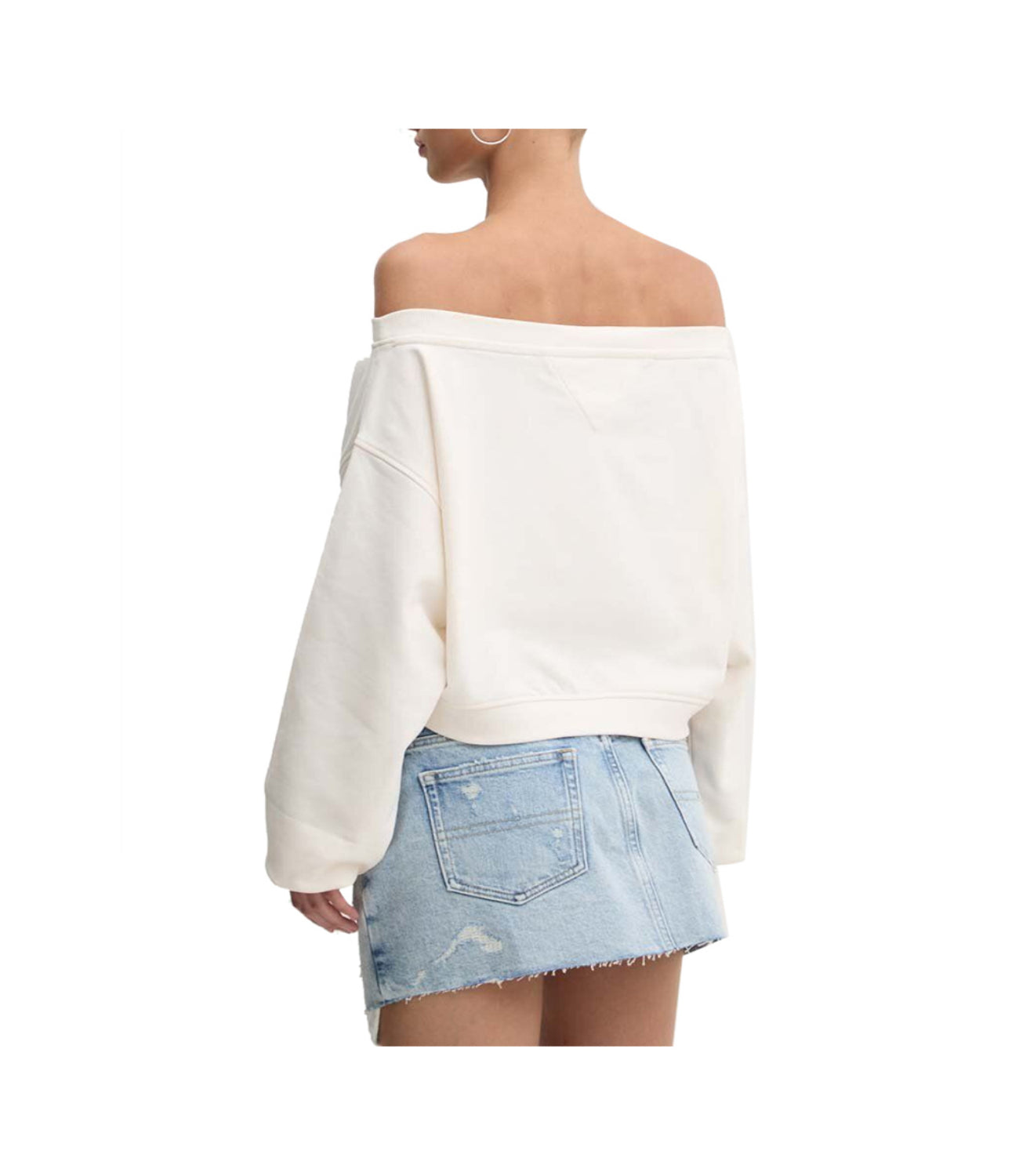 Tommy Hilfiger Tommy Hilfiger Felpa cappuccio Tjw Crp Off Shoulder Donna Mod. DW0DW17956 YBH Ancient White