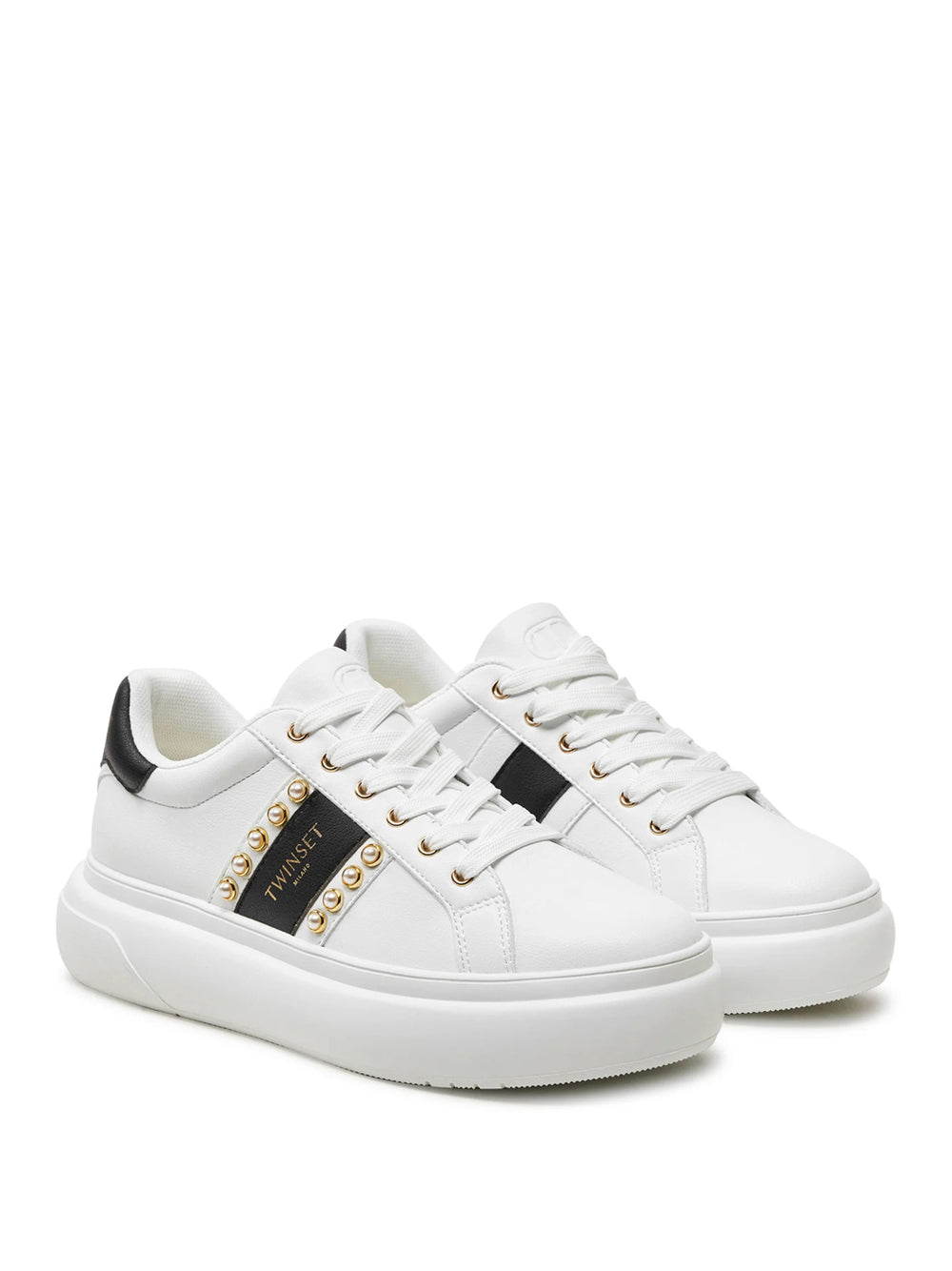 Sneakers Twin Set Con Perline da Donna - Bianco