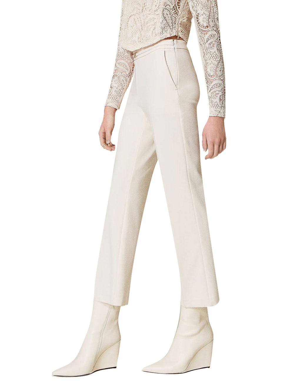 Pantalone Chino Twin Set Con Cinturino da Donna - Bianco