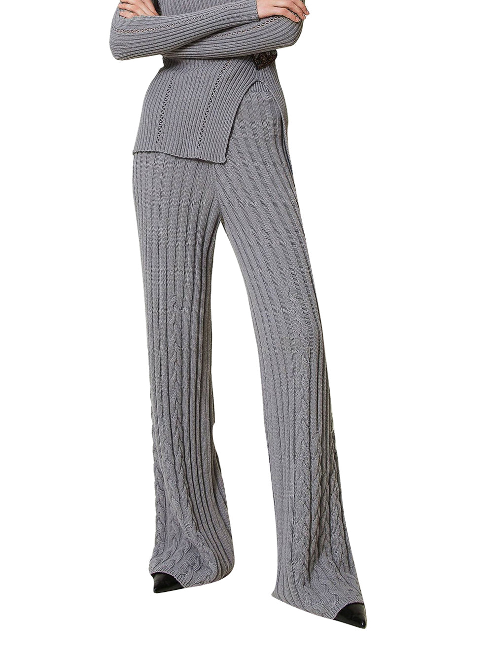 Pantalone Zampa Twin Set Trecce E Coste da Donna - Grigio