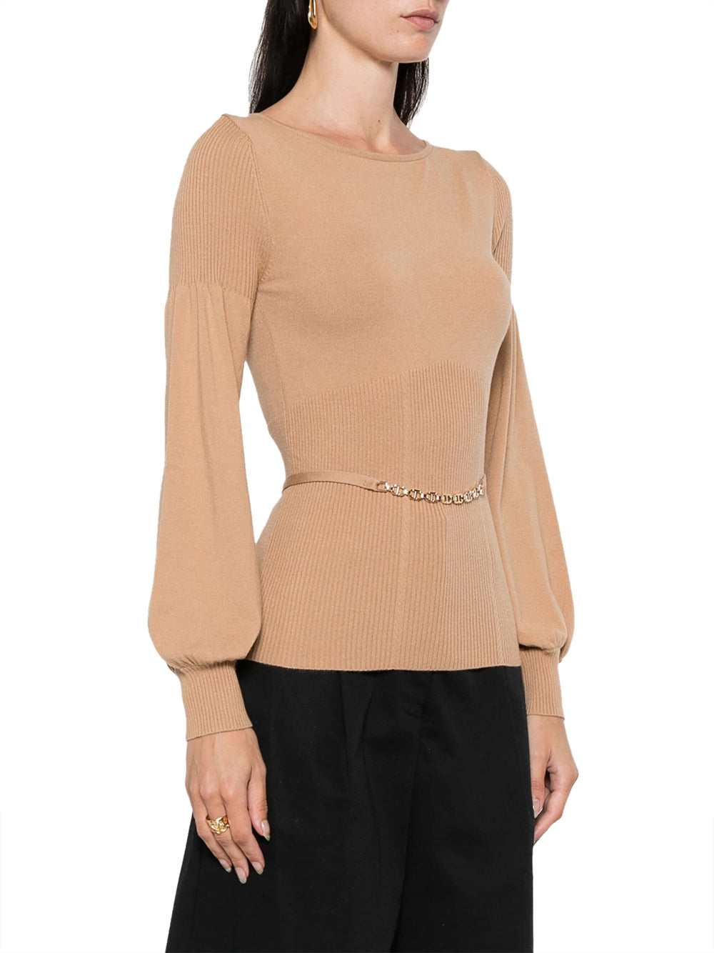 Maglia Twin Set Con Cintura Oval T da Donna - Marrone Beige