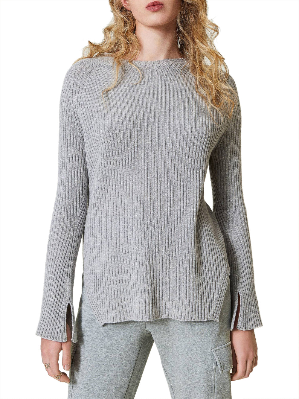 Maglia Twin Set A Coste da Donna - Grigio