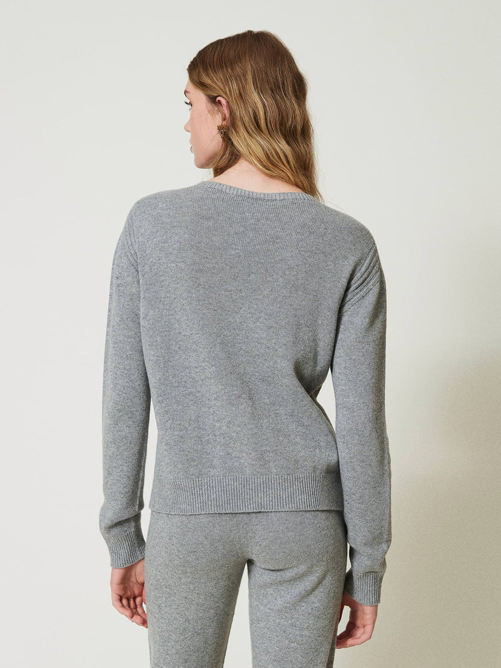 Pullover Twin Set Logo Ricamato da Donna - Grigio