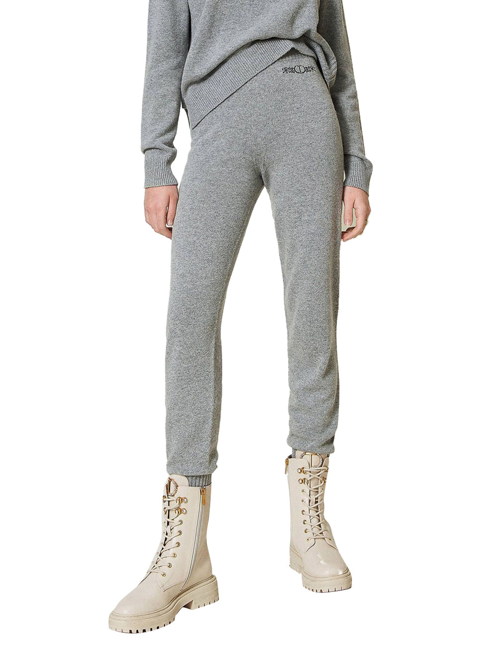 Pantalone Jogger Twin Set In Maglia da Donna - Grigio