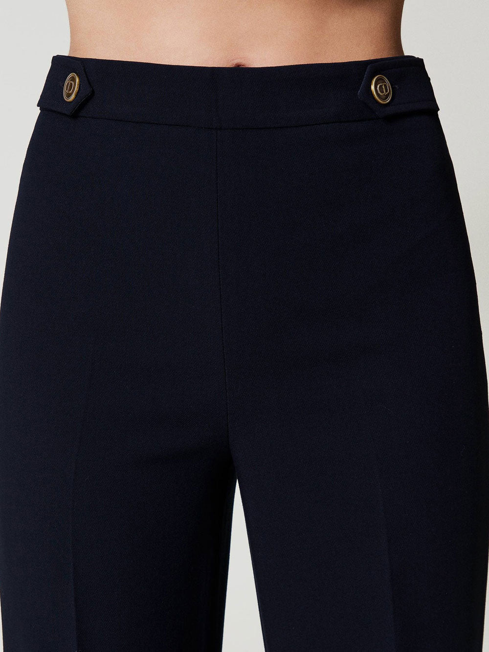 Pantalone Chino Twin Set Con Risvolto da Donna - Blu