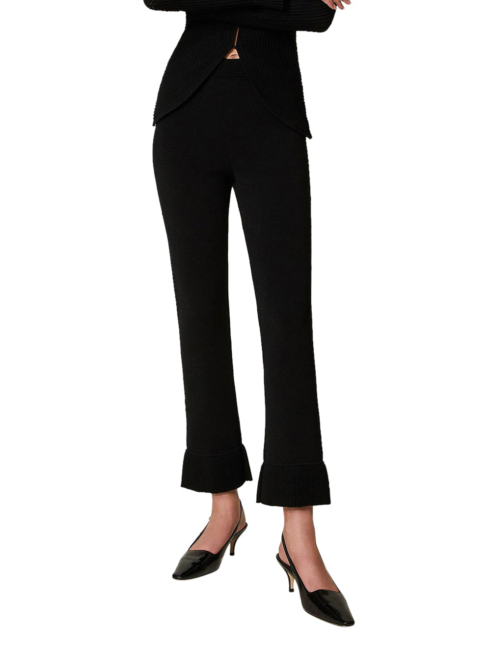 Pantalone Twin Set Cropped da Donna - Nero