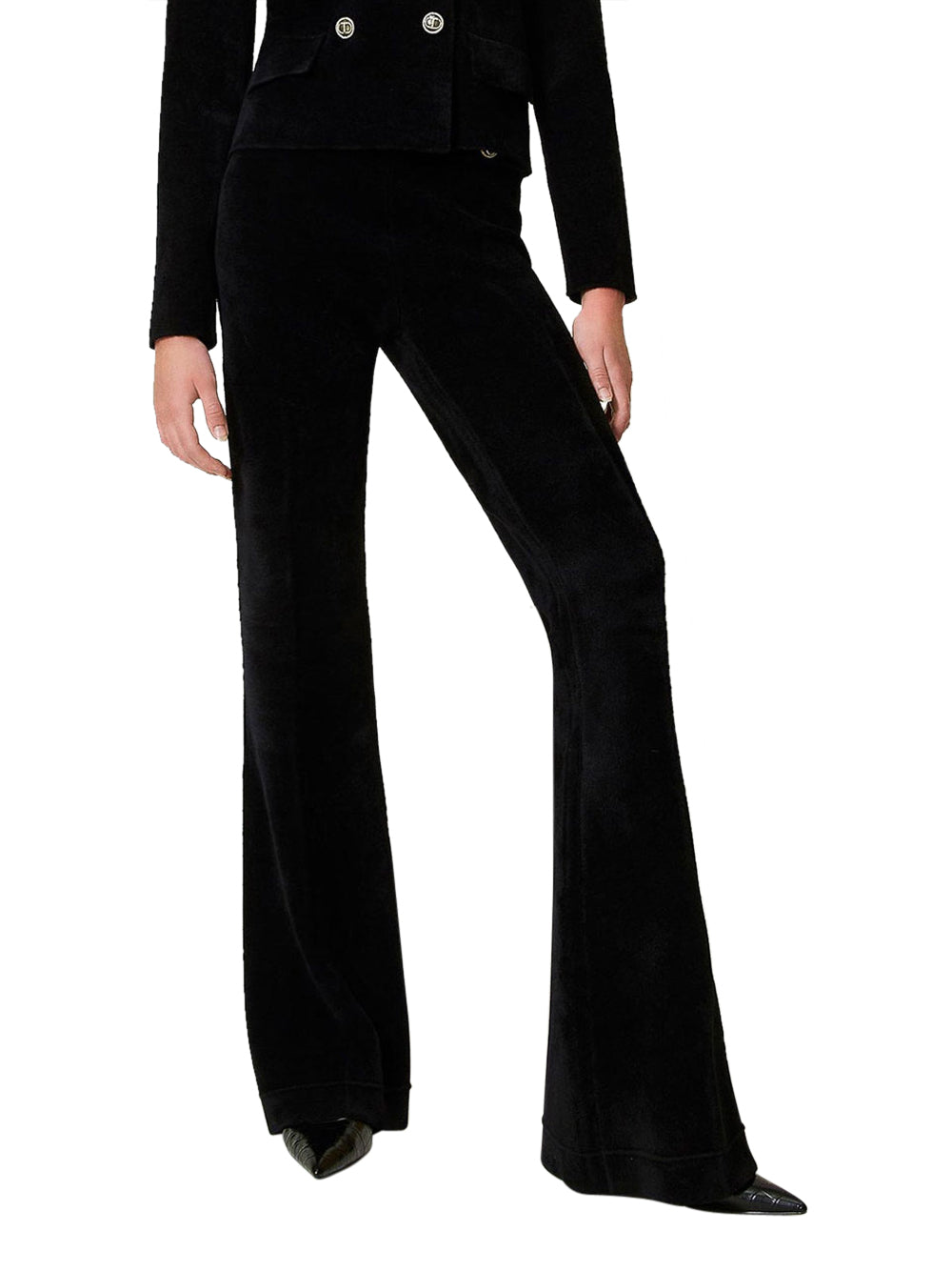 Pantalone Zampa Twin Set Con Spacchi da Donna - Nero